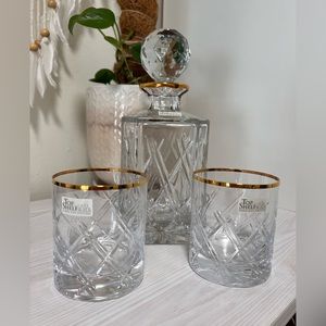 Top Shelf Hand Cut Crystal Bevel 3 Piece Bar Set